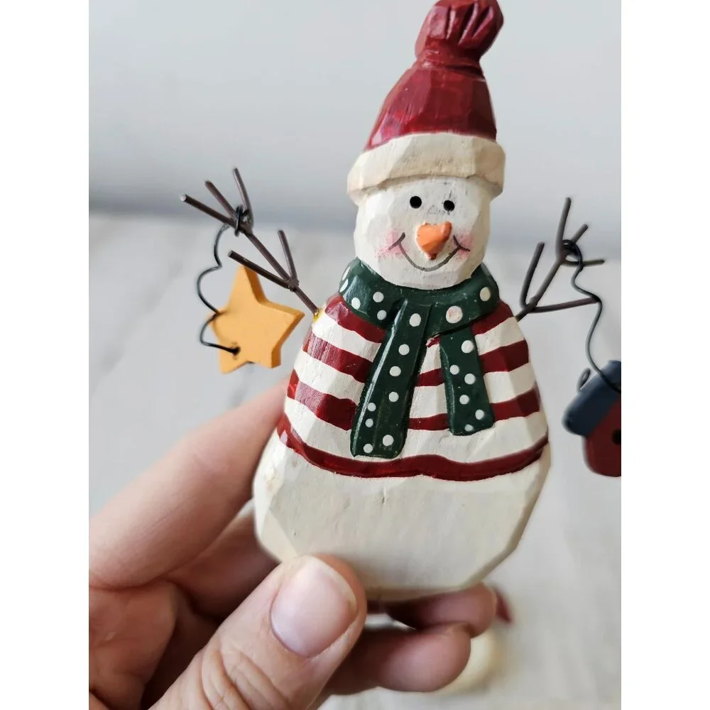 Wooden snowman mitten ornament star Xmas tree set‎ ornaments